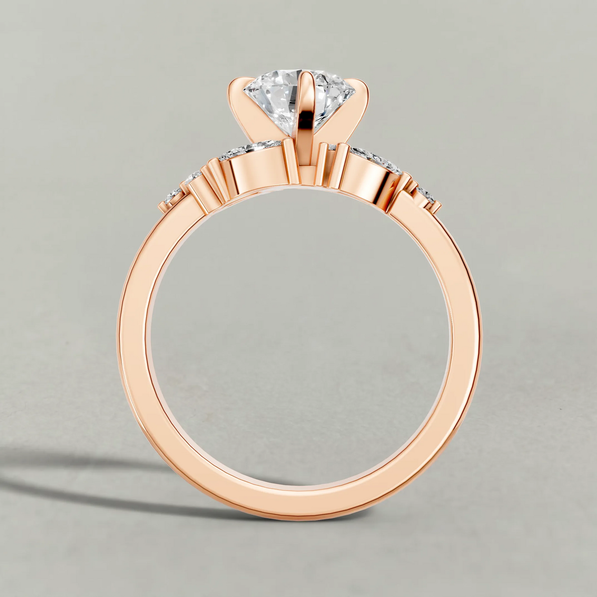 Vine-Inspired Engagement Ring (72161) in Rose Gold from front angle