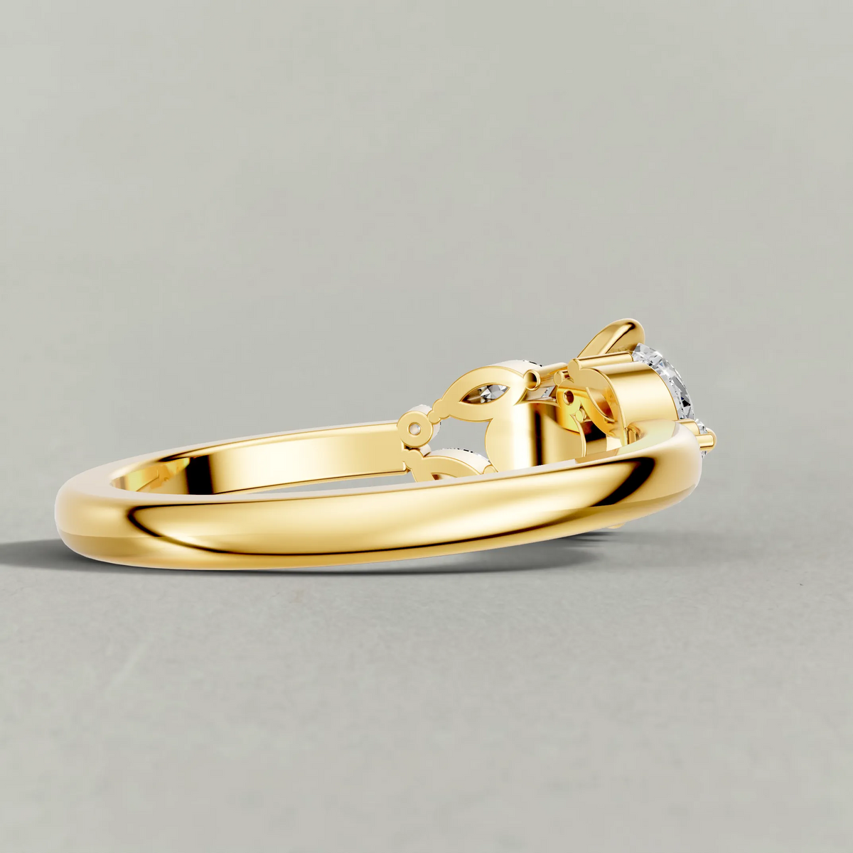 Vine-Inspired Engagement Ring (72161) in Yellow Gold from back angle