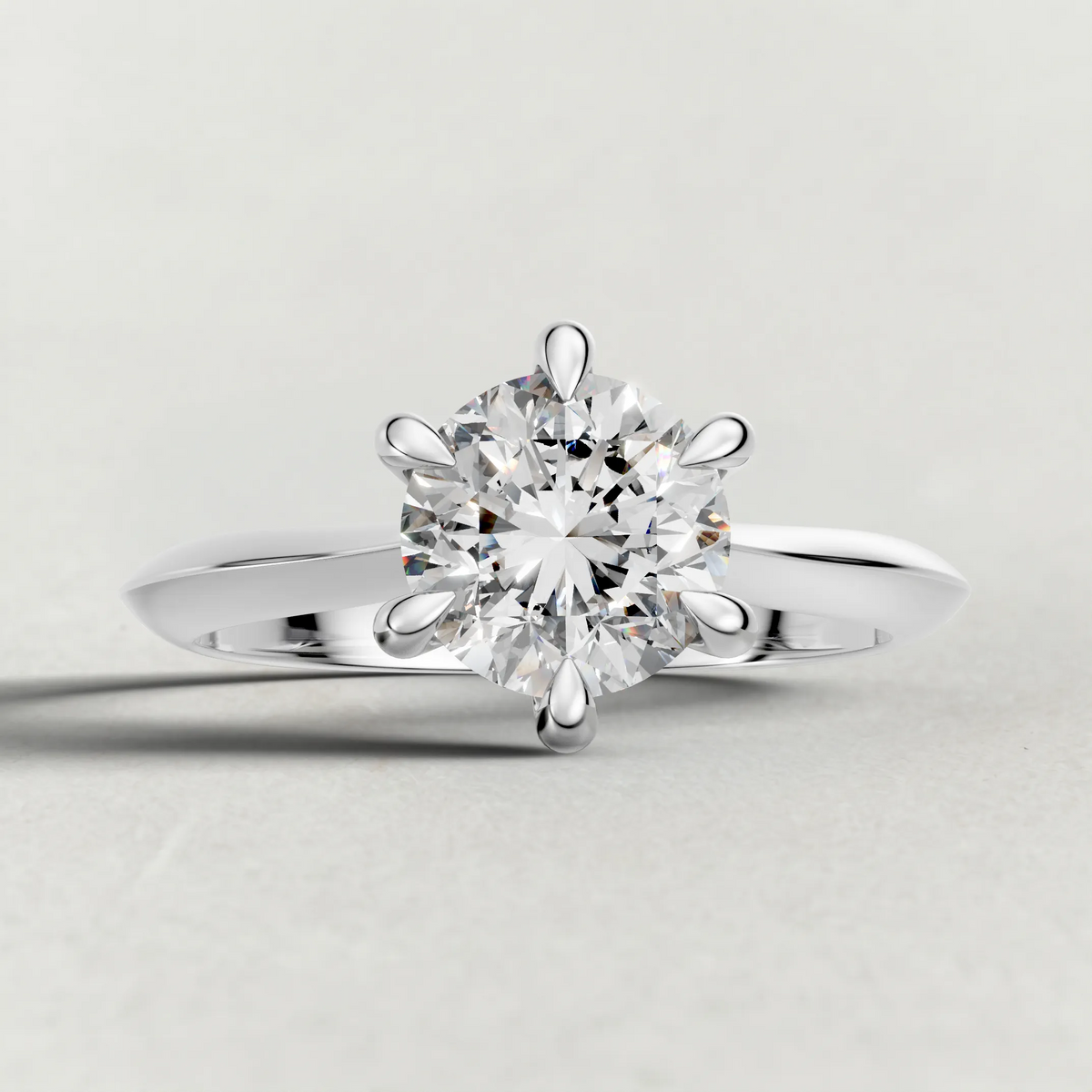 Curved Cathedral Solitaire Engagement Ring (72233) in White Gold zoomed in on diamond