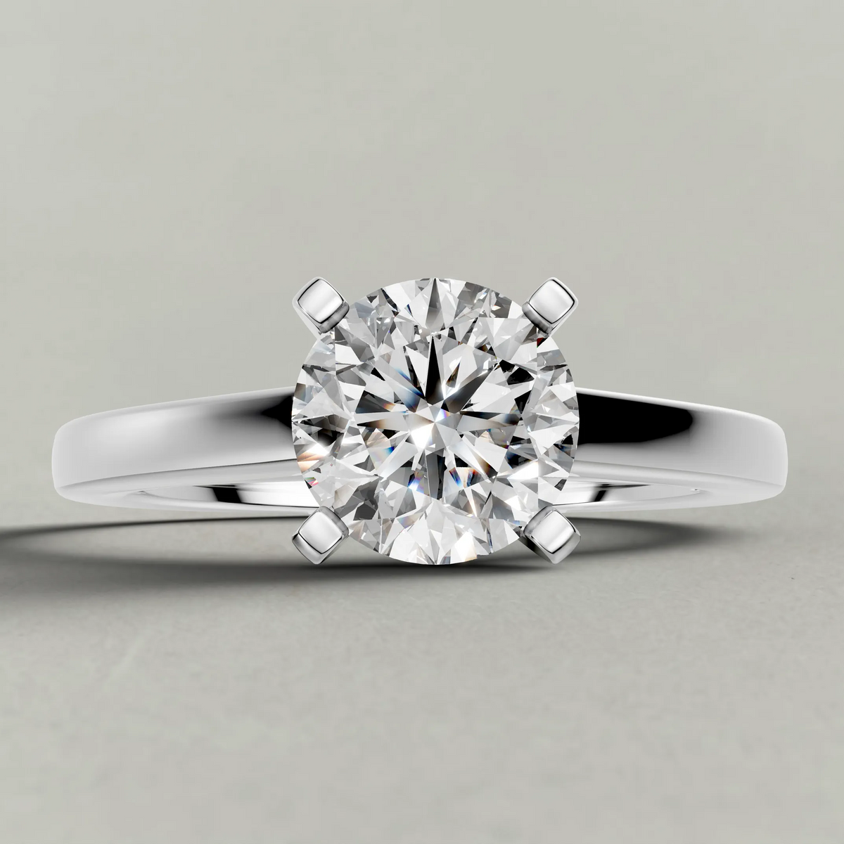 Pinched Cathedral Solitaire Engagement Ring (72236) in White Gold zoomed in on diamond