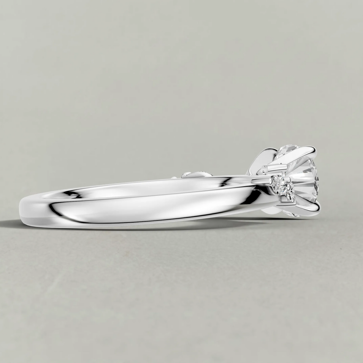 Beaded Diamond Shoulder Engagement Ring (72249) in Platinum from back angle