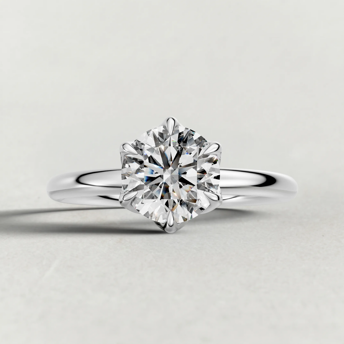 Open Basket Solitaire Engagement Ring (72255) in Platinum zoomed in on diamond