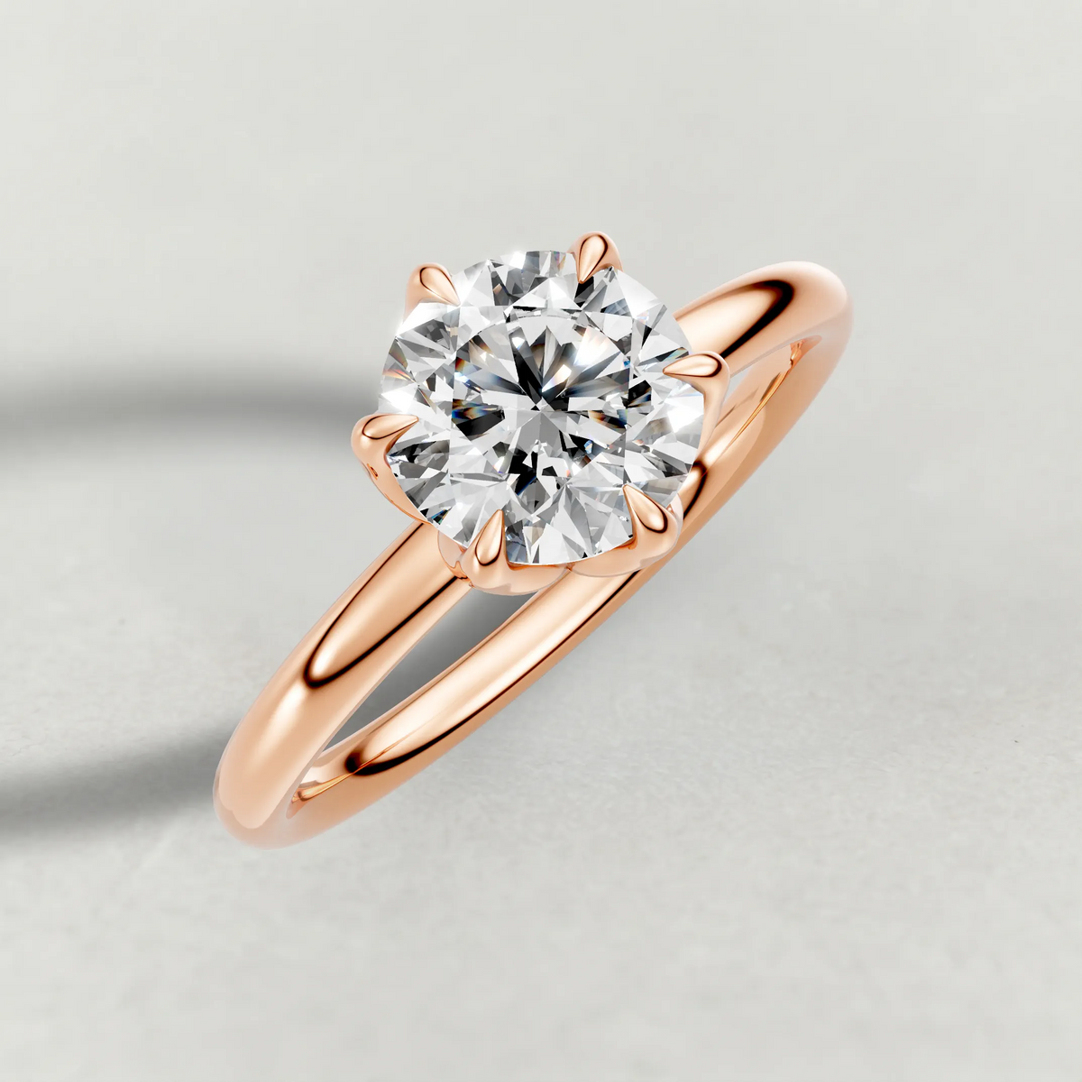 Open Basket Solitaire Engagement Ring (72255) in Rose Gold from top 3/4 angle