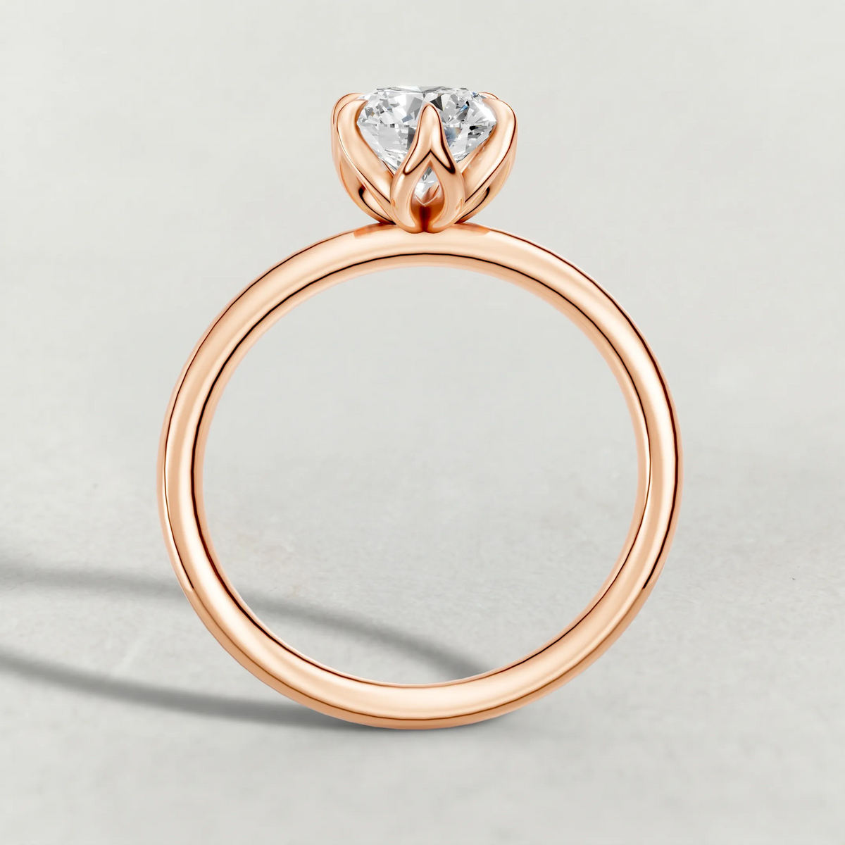 Open Basket Solitaire Engagement Ring (72255) in Rose Gold from front angle
