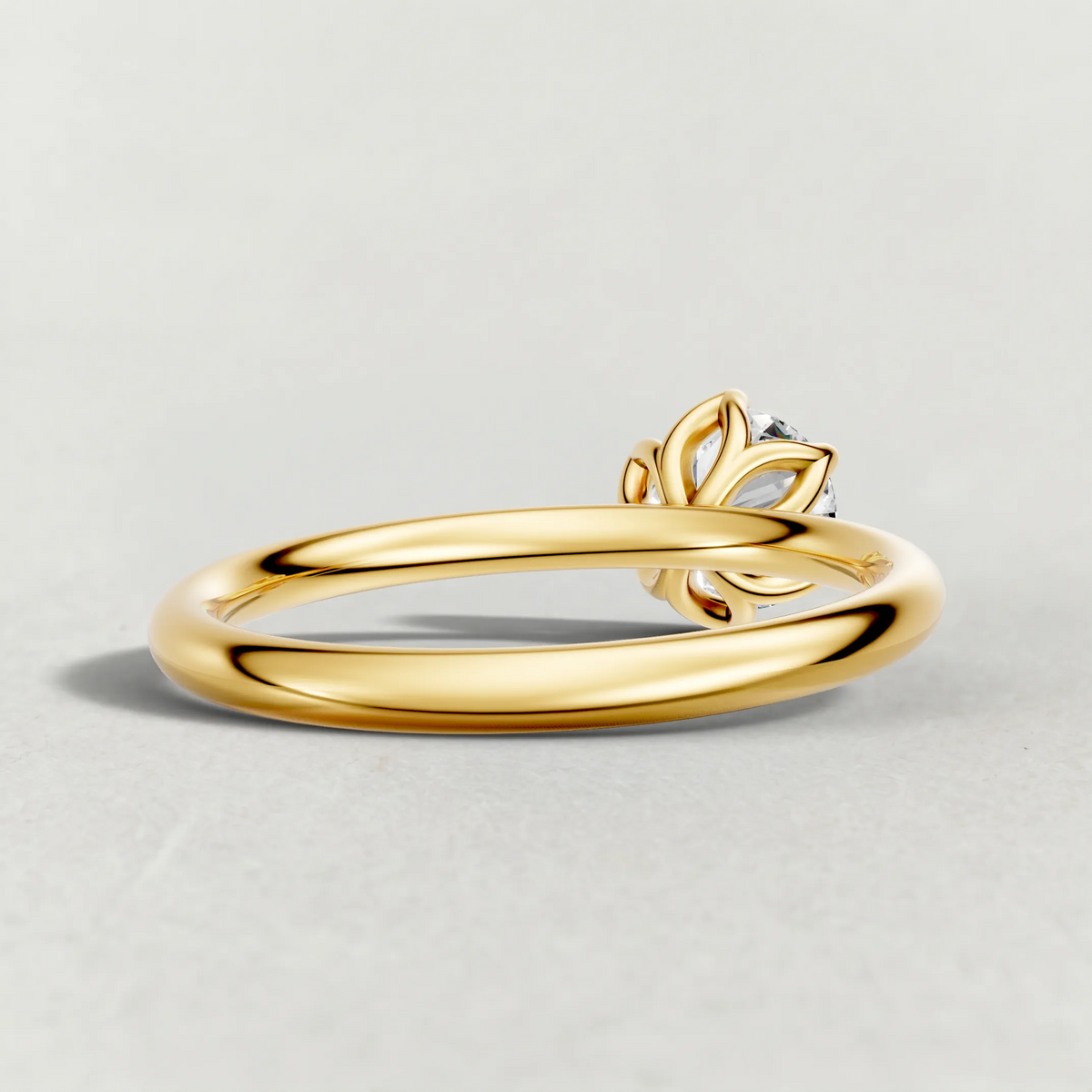 Open Basket Solitaire Engagement Ring (72255) in Yellow Gold from back angle