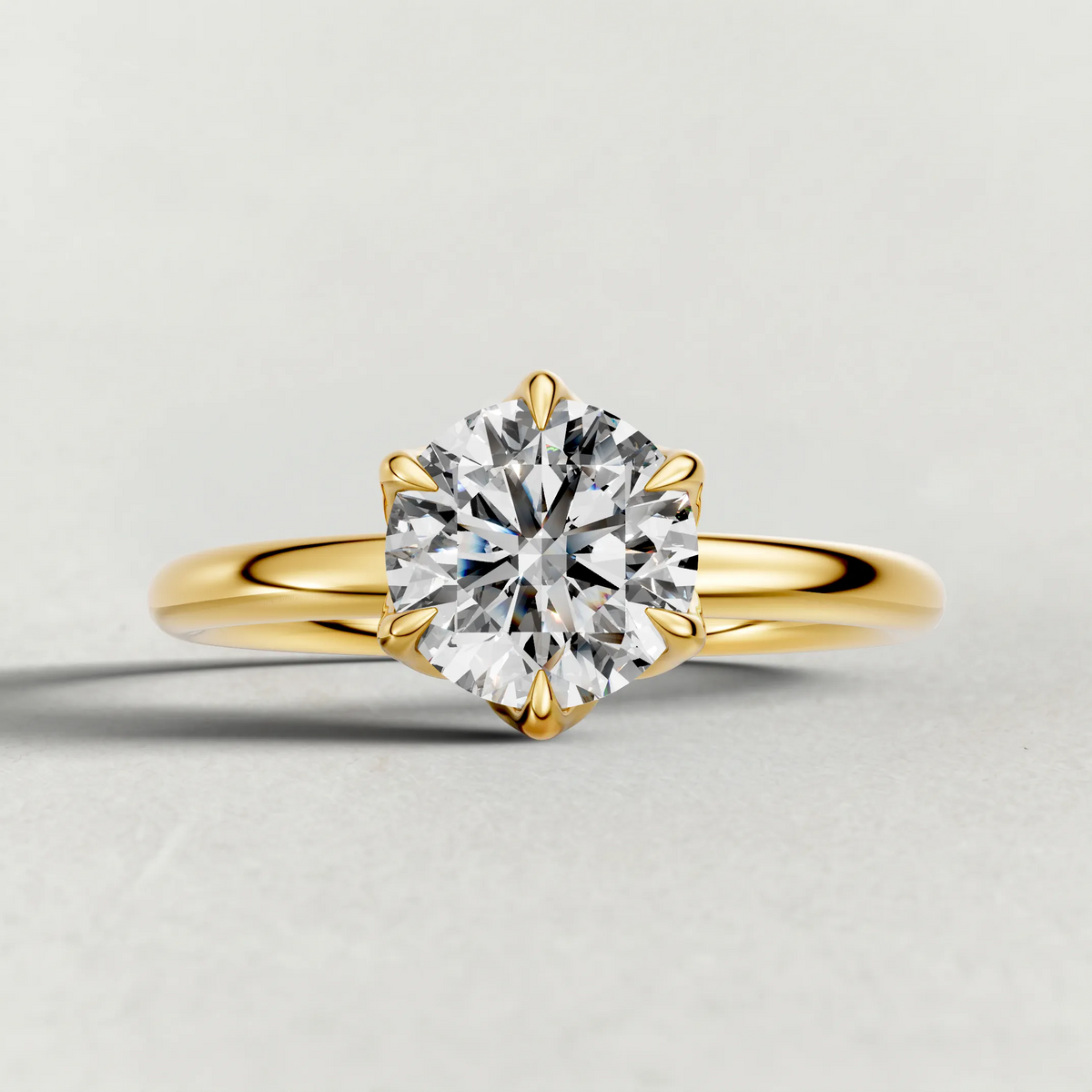 Open Basket Solitaire Engagement Ring (72255) in Yellow Gold zoomed in on diamond