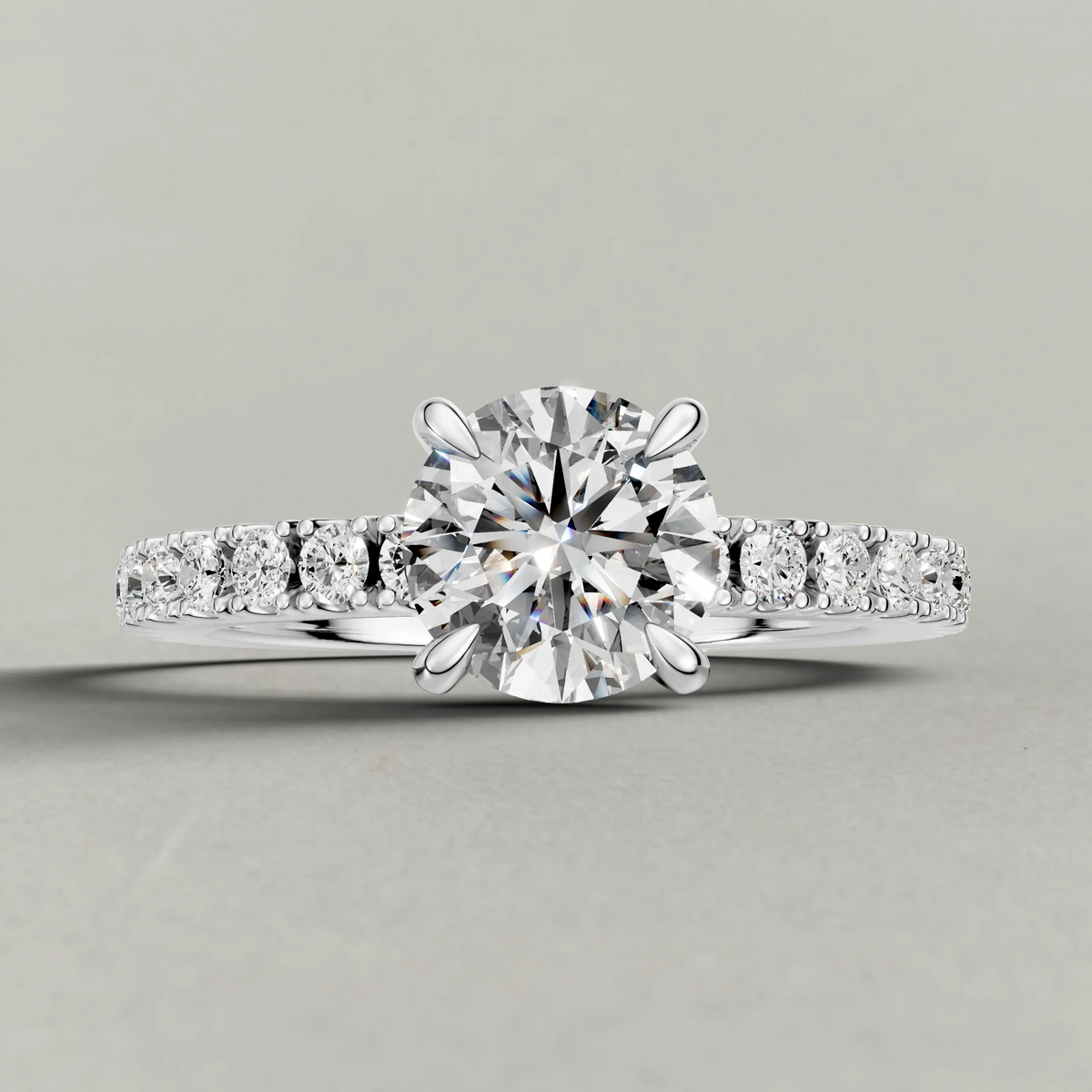 Single-Row Diamond Band Engagement Ring (72339) in Platinum zoomed in on diamond