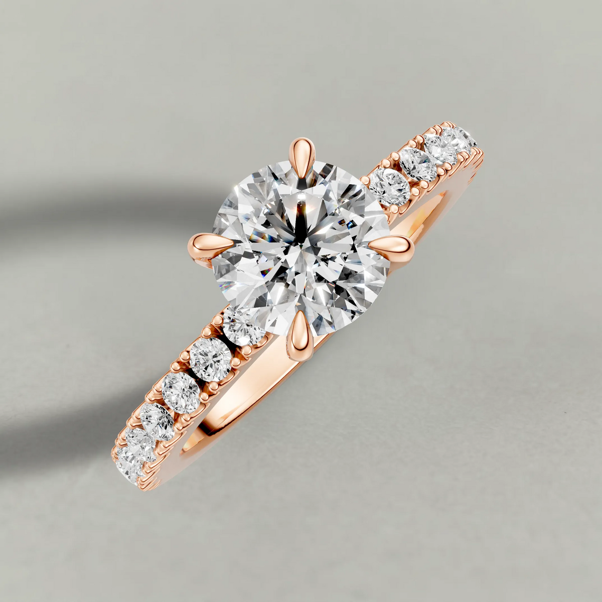 Single-Row Diamond Band Engagement Ring (72339) in Rose Gold from top 3/4 angle