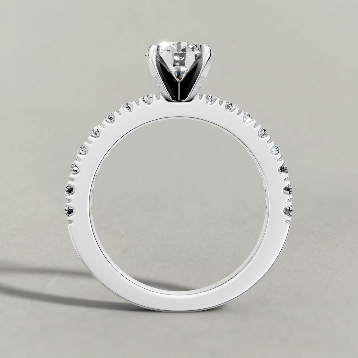 Single-Row Diamond Band Engagement Ring (72339) in White Gold from front angle