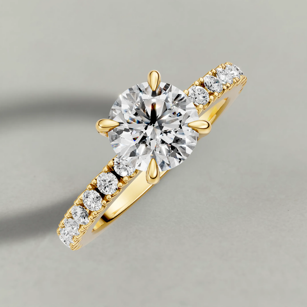 Single-Row Diamond Band Engagement Ring (72339) in Yellow Gold from top 3/4 angle