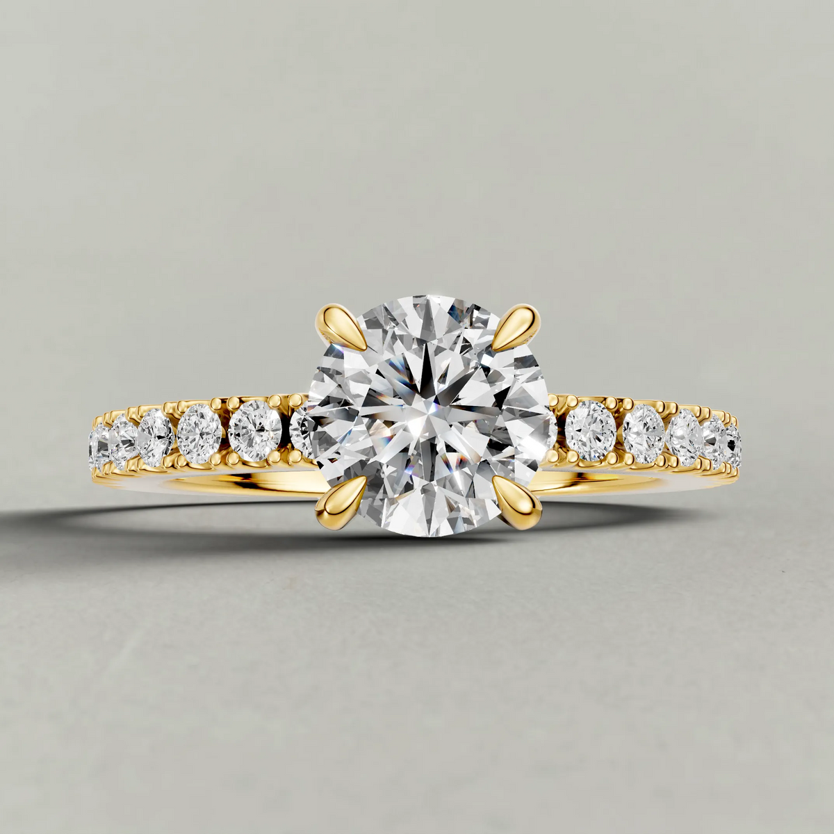 Single-Row Diamond Band Engagement Ring (72339) in Yellow Gold zoomed in on diamond