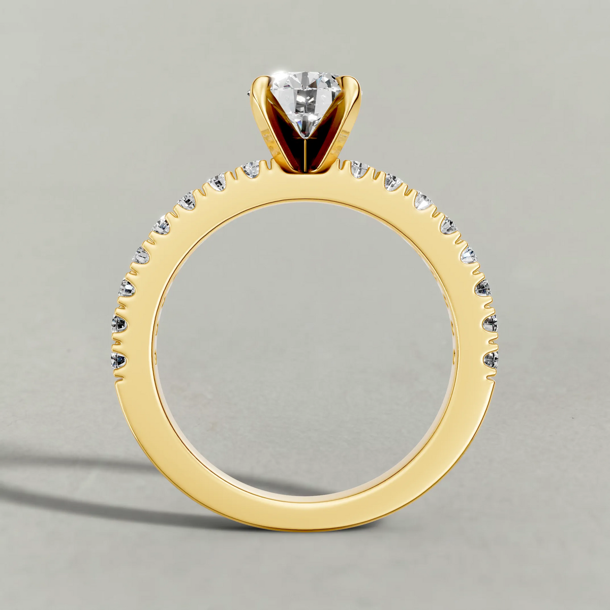 Single-Row Diamond Band Engagement Ring (72339) in Yellow Gold from front angle
