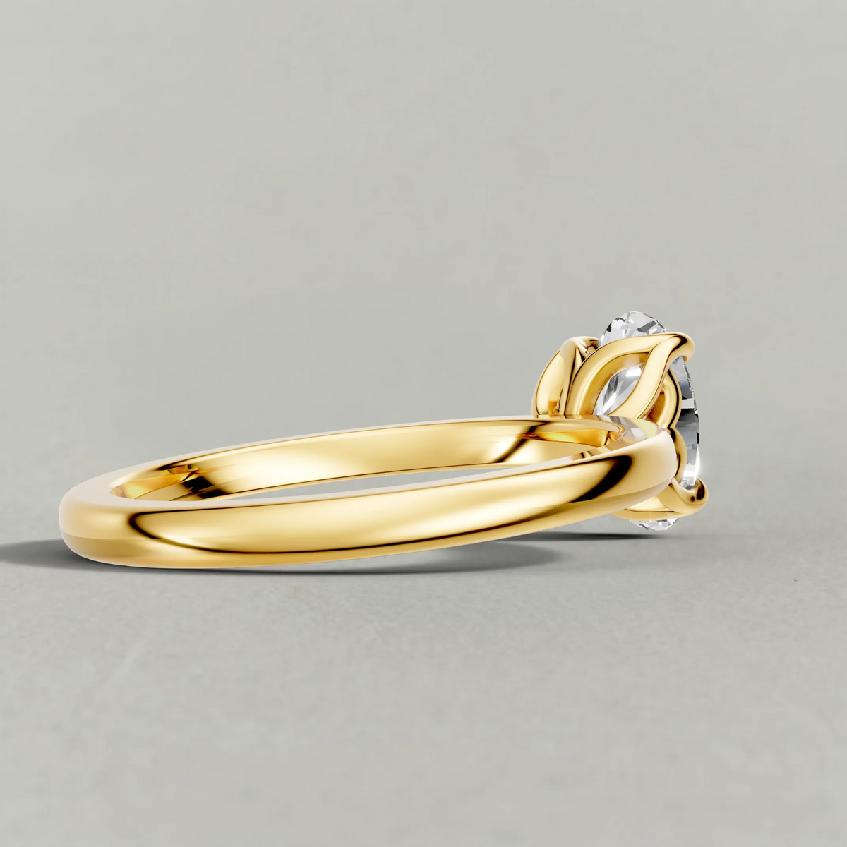 Sculpted Crown Engagement Ring (72685) in Yellow Gold from back angle