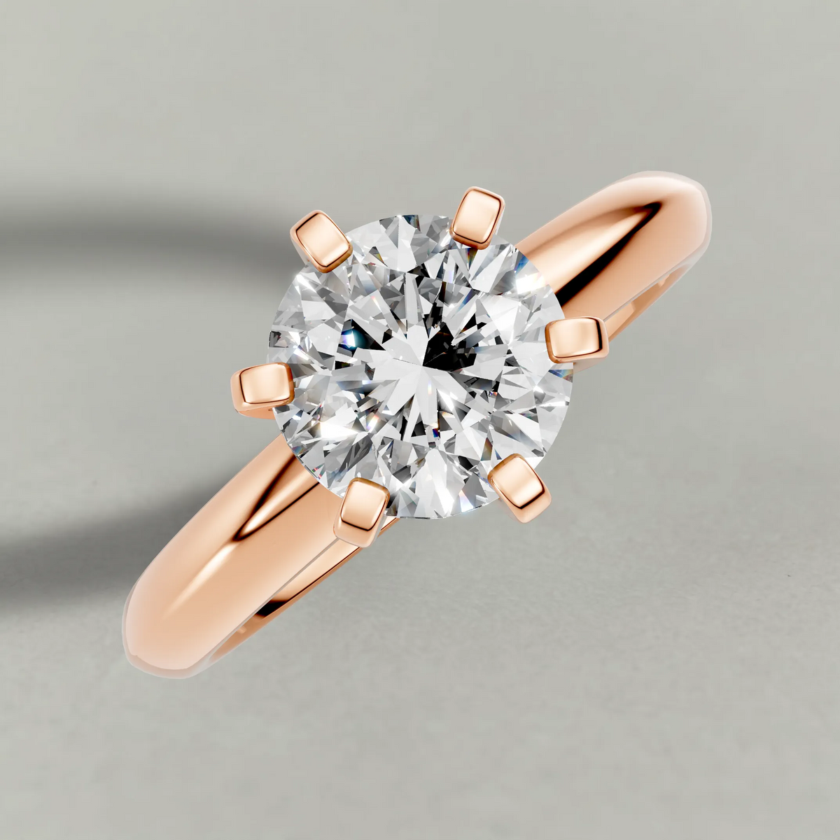 Knife-Edge Band Engagement Ring (7502) in Rose Gold from top 3/4 angle