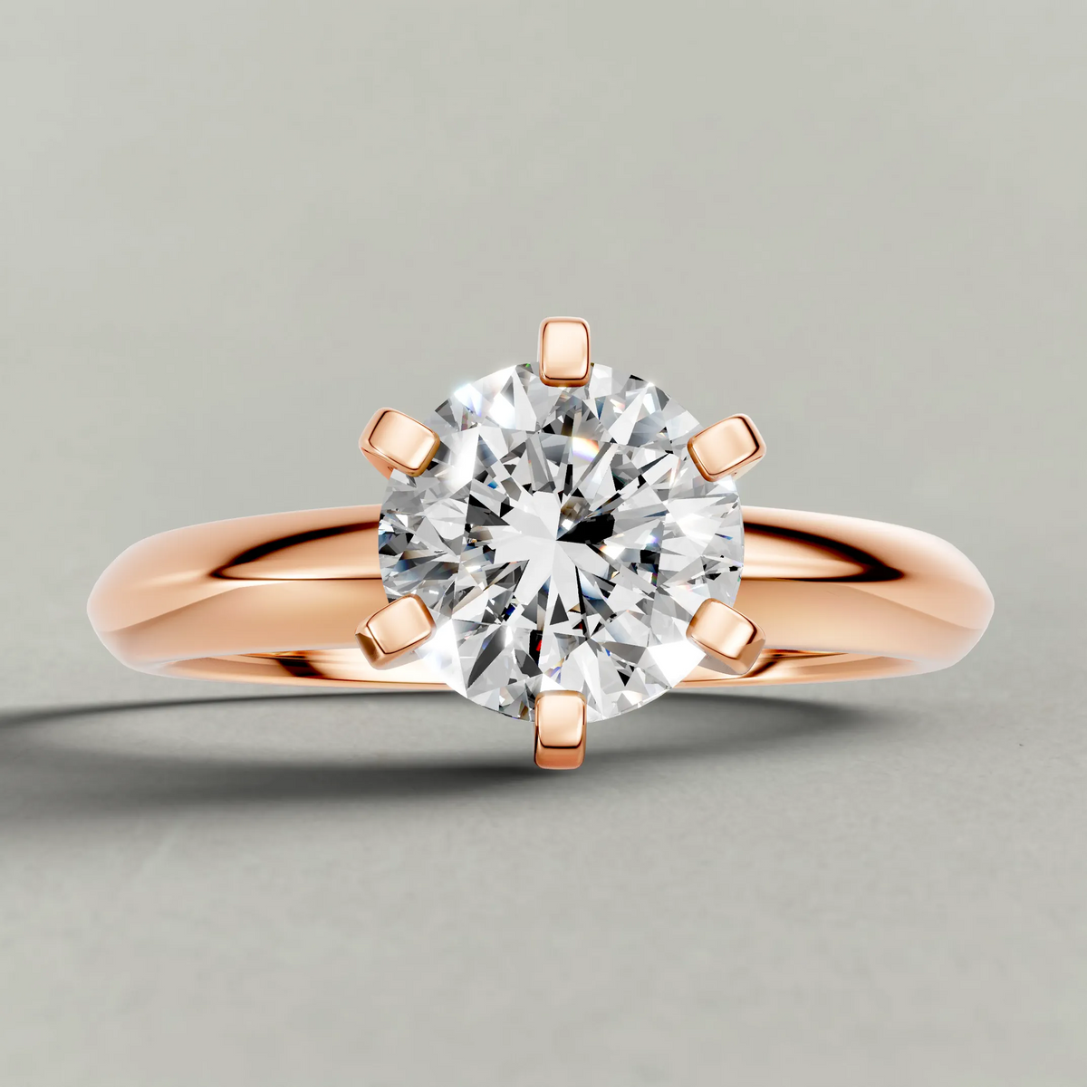 Knife-Edge Band Engagement Ring (7502) in Rose Gold zoomed in on diamond