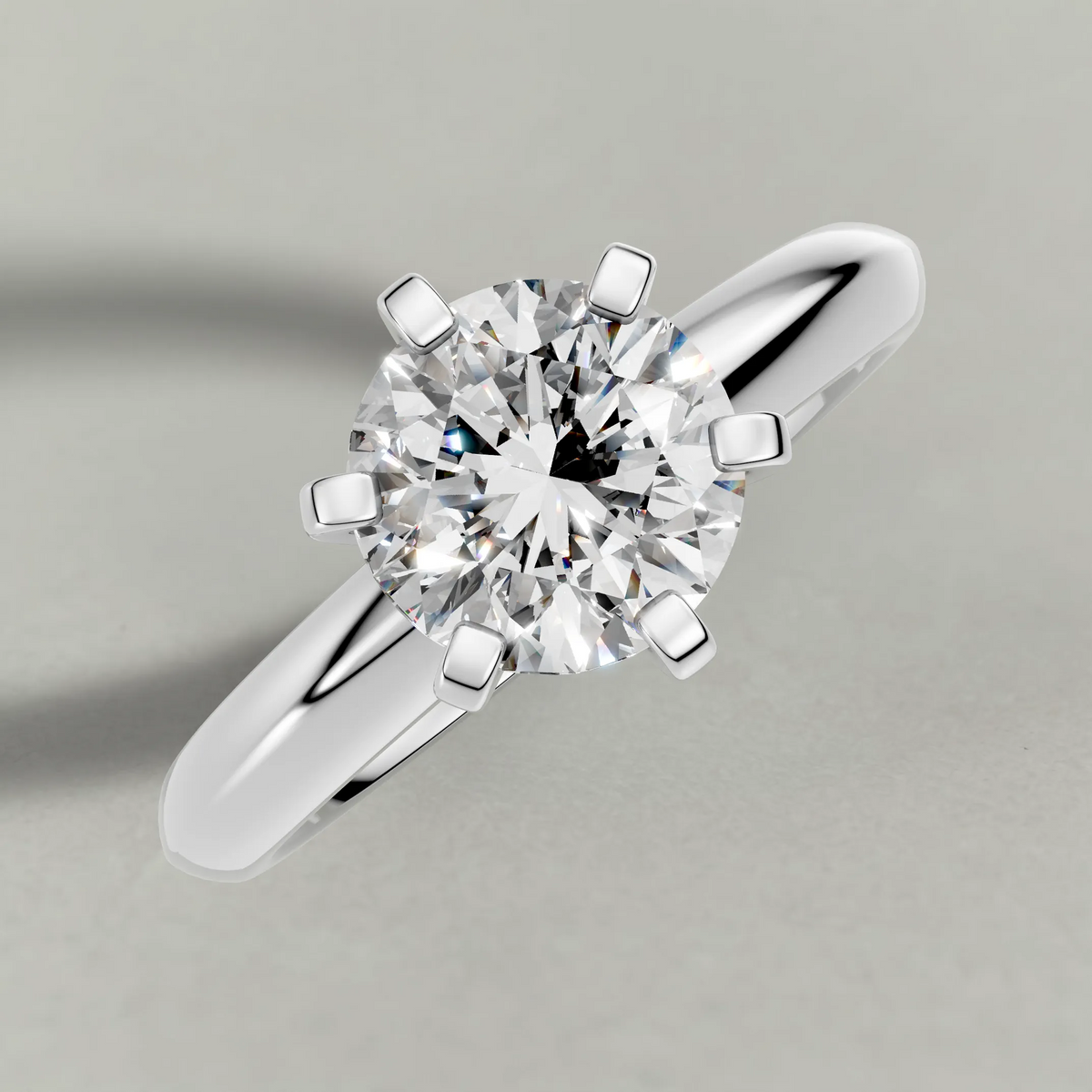 Knife-Edge Band Engagement Ring (7502) in White Gold from top 3/4 angle