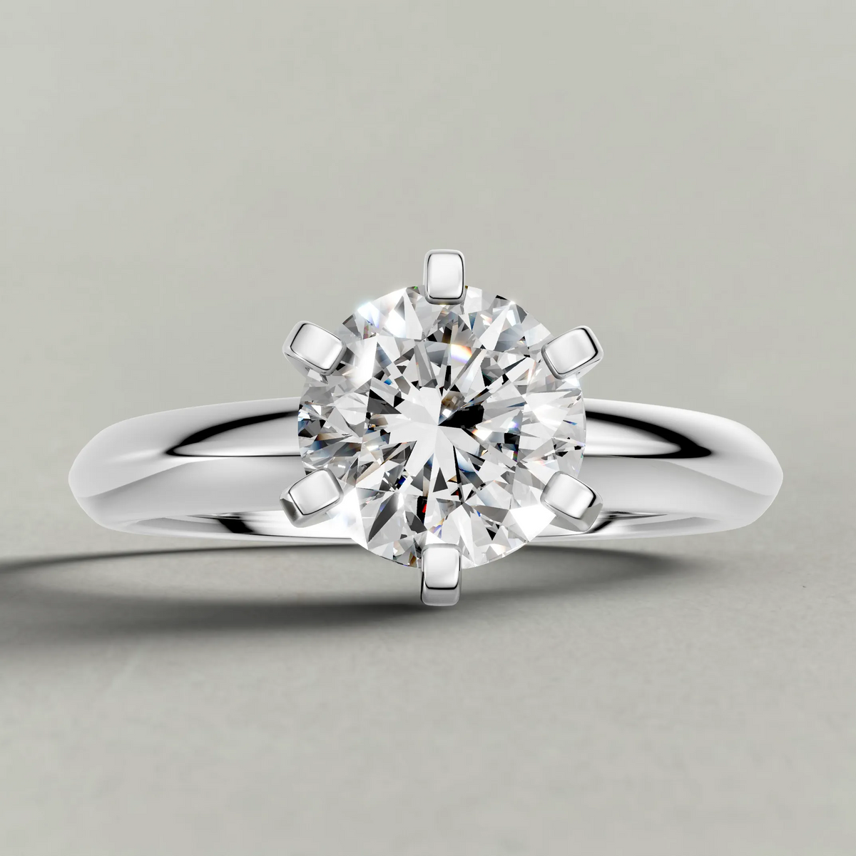 Knife-Edge Band Engagement Ring (7502) in White Gold zoomed in on diamond
