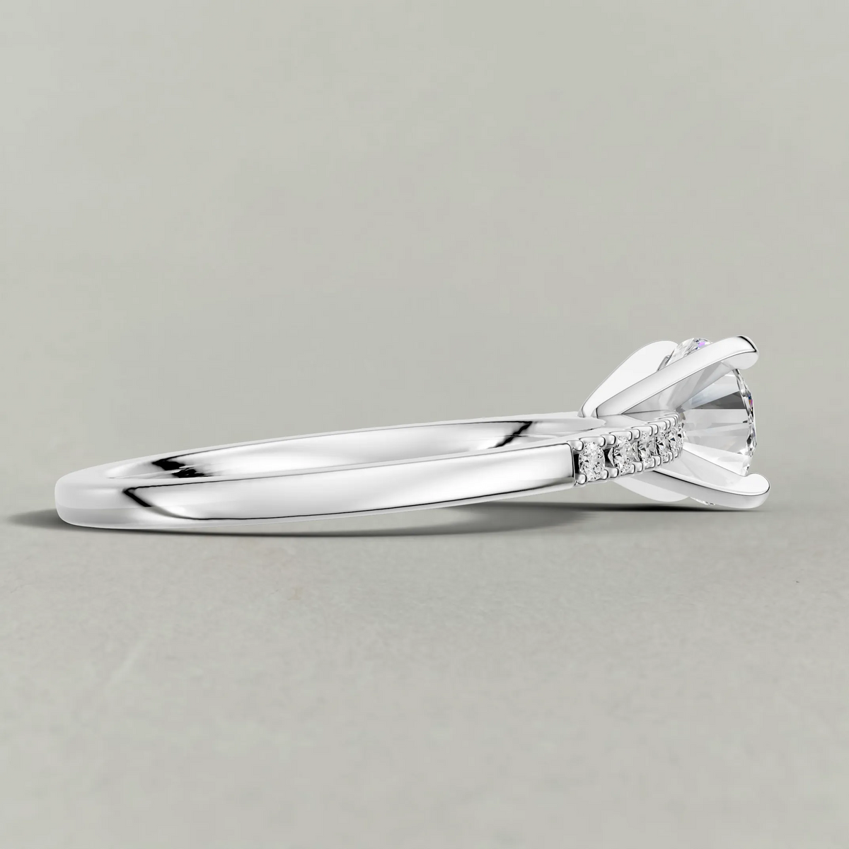 Tapered Pavé Shoulder Engagement Ring (7504) in Platinum from back angle