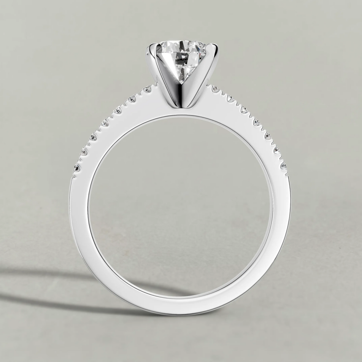 Tapered Pavé Shoulder Engagement Ring (7504) in Platinum from front angle