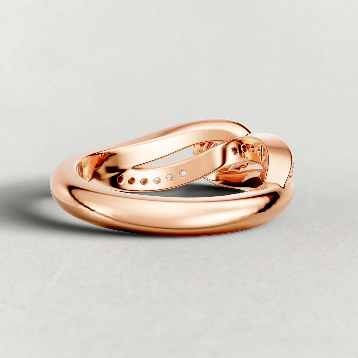 Half-Bezel Twist Engagement Ring (7544) in Rose Gold from back angle