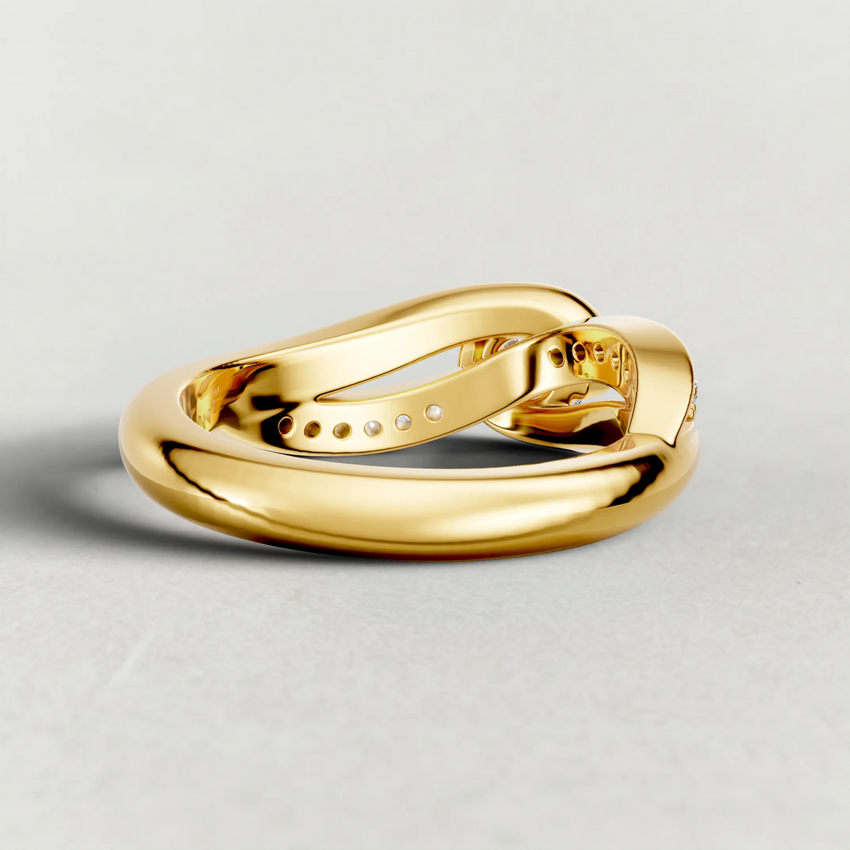 Half-Bezel Twist Engagement Ring (7544) in Yellow Gold from back angle