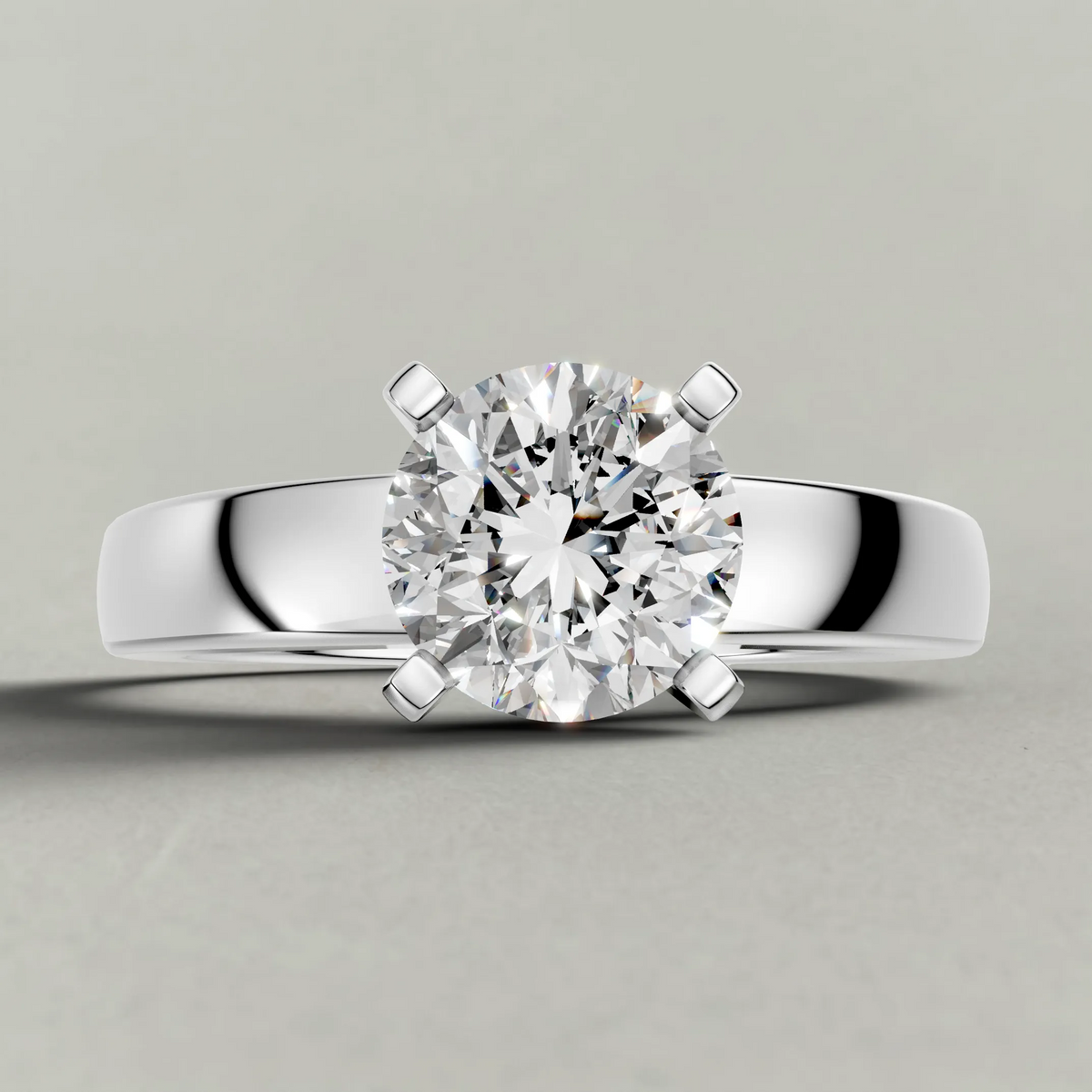 Elevated Four-Prong Solitaire Engagement Ring (7581) in White Gold zoomed in on diamond