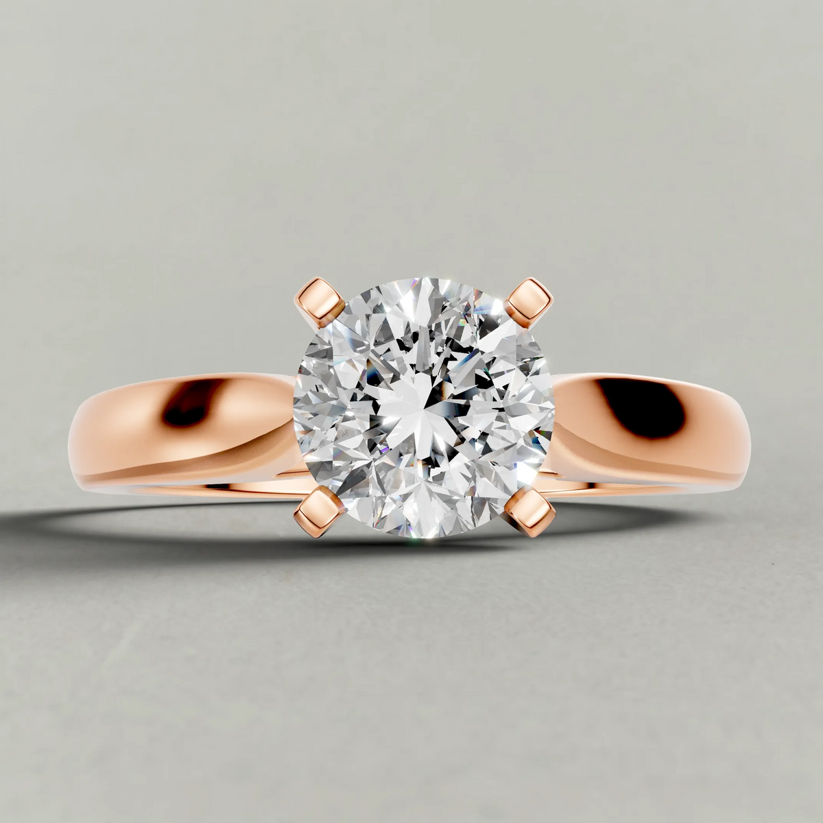 Open Cathedral Solitaire Engagement Ring (7583) in Rose Gold zoomed in on diamond