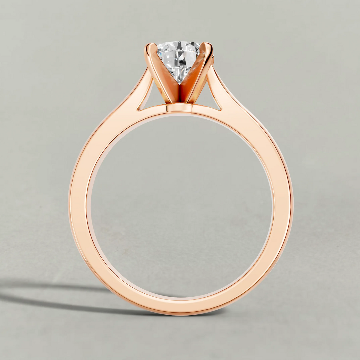 Open Cathedral Solitaire Engagement Ring (7583) in Rose Gold from front angle