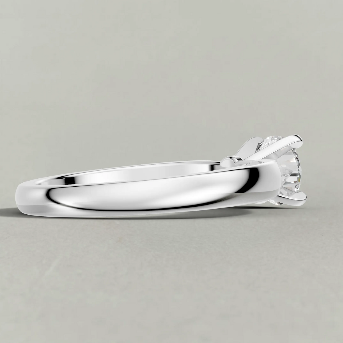 Open Cathedral Solitaire Engagement Ring (7583) in White Gold from back angle