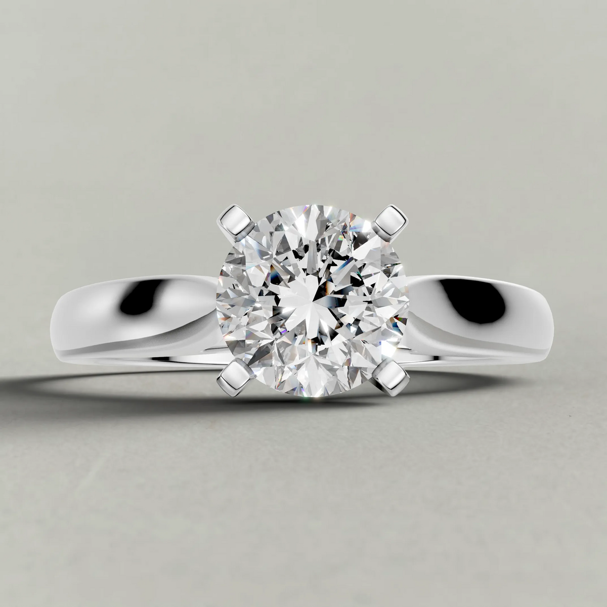 Open Cathedral Solitaire Engagement Ring (7583) in White Gold zoomed in on diamond