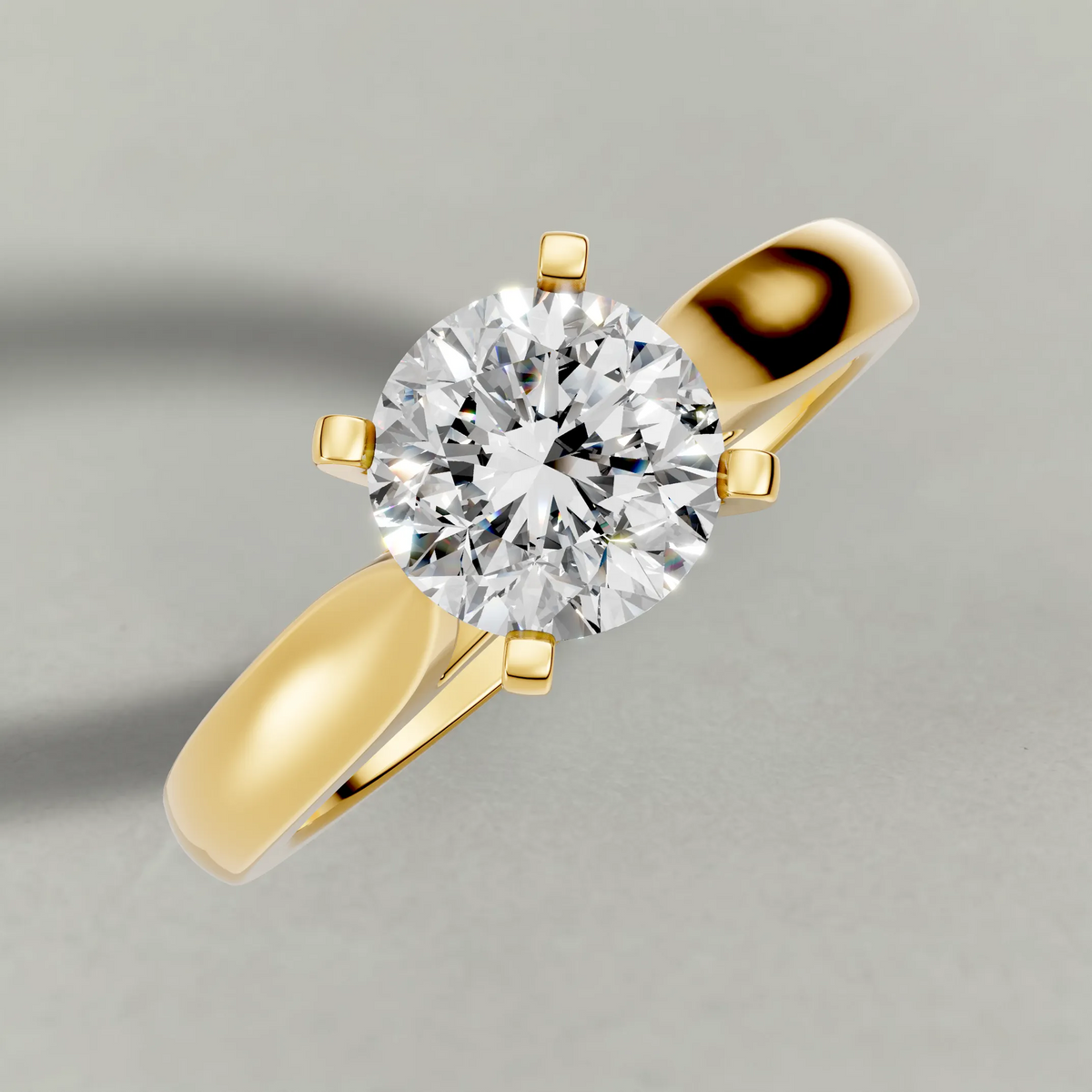 Open Cathedral Solitaire Engagement Ring (7583) in Yellow Gold from top 3/4 angle
