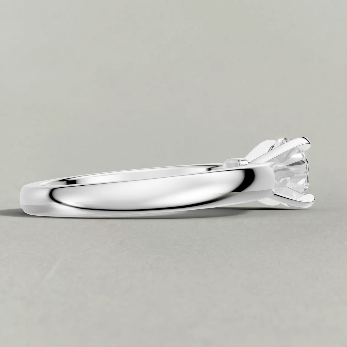 Tapered Cathedral Solitaire Engagement Ring (7587) in Platinum from back angle