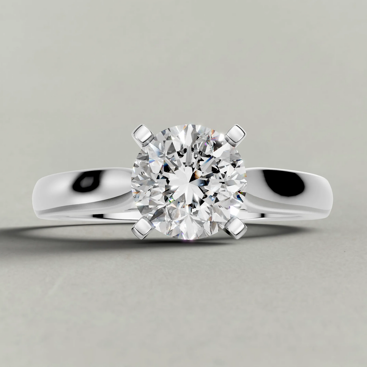 Tapered Cathedral Solitaire Engagement Ring (7587) in Platinum zoomed in on diamond