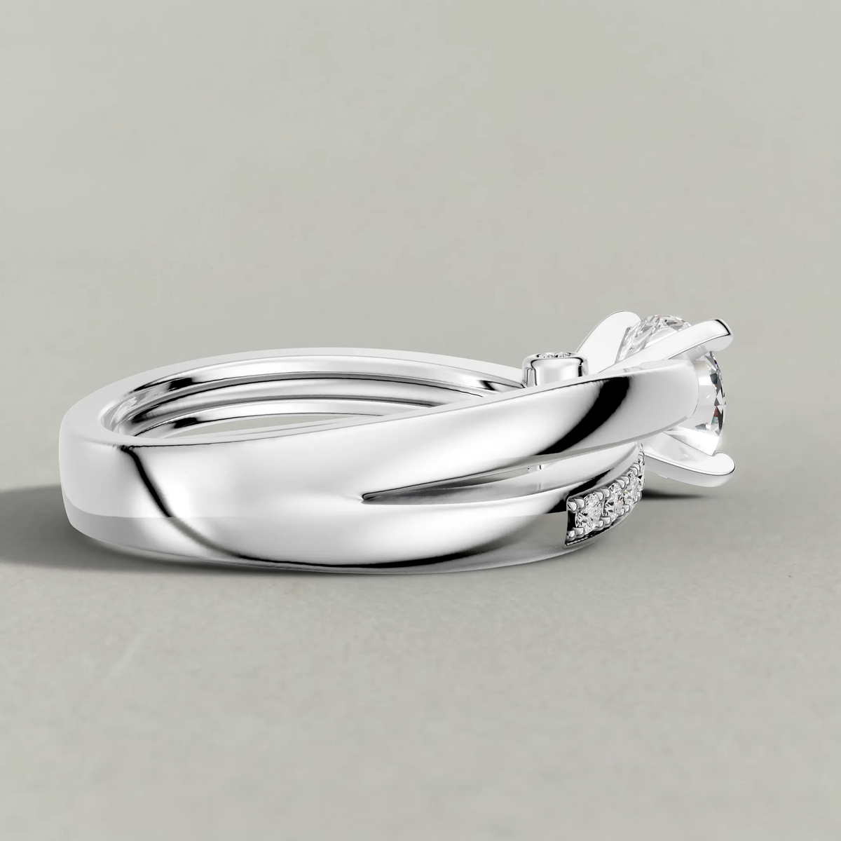 Split-Shoulder Engagement Ring (7921) in Platinum from back angle