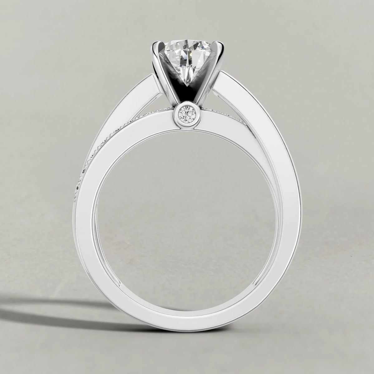 Split-Shoulder Engagement Ring (7921) in White Gold from front angle