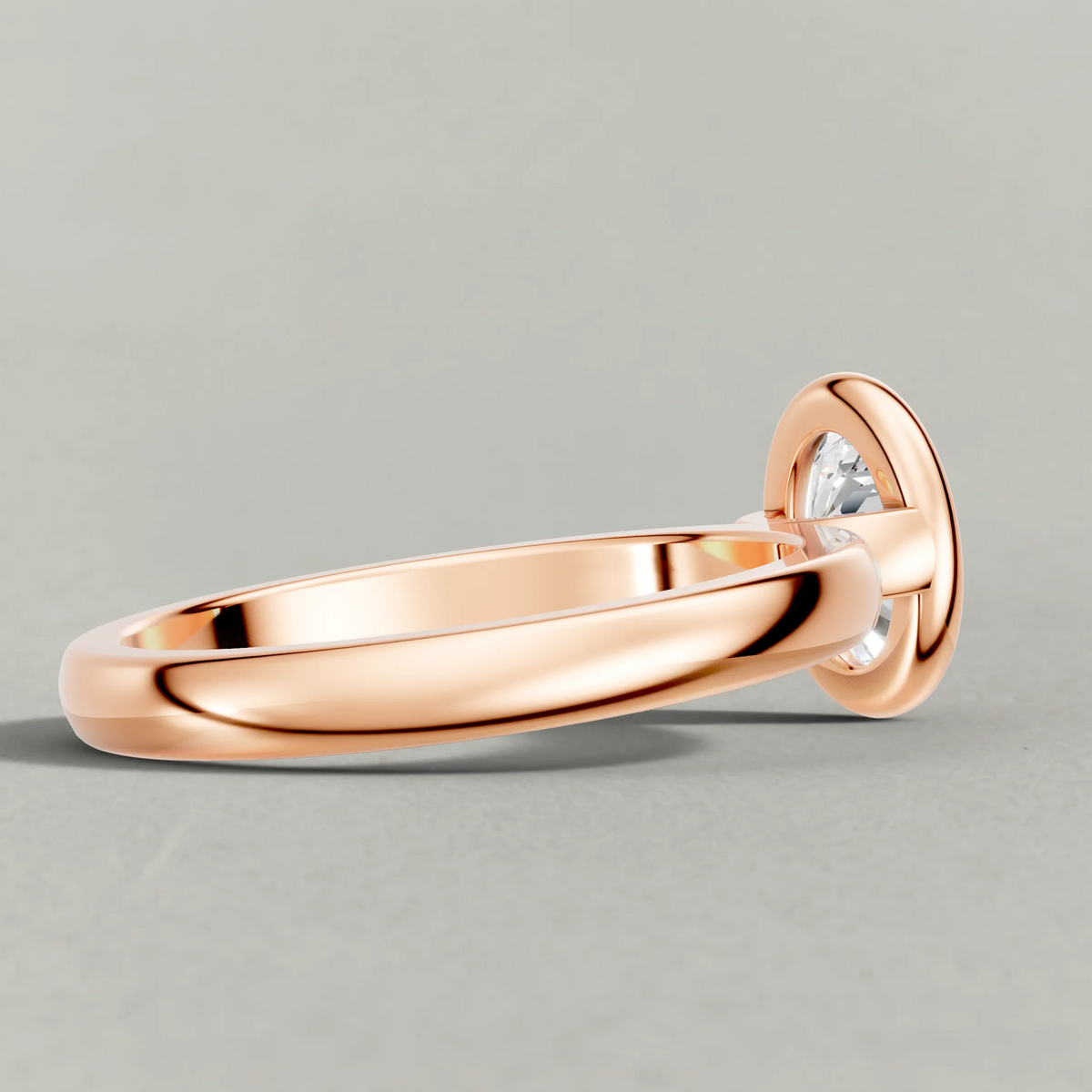 Smooth Bezel Engagement Ring (9379) in Rose Gold from back angle