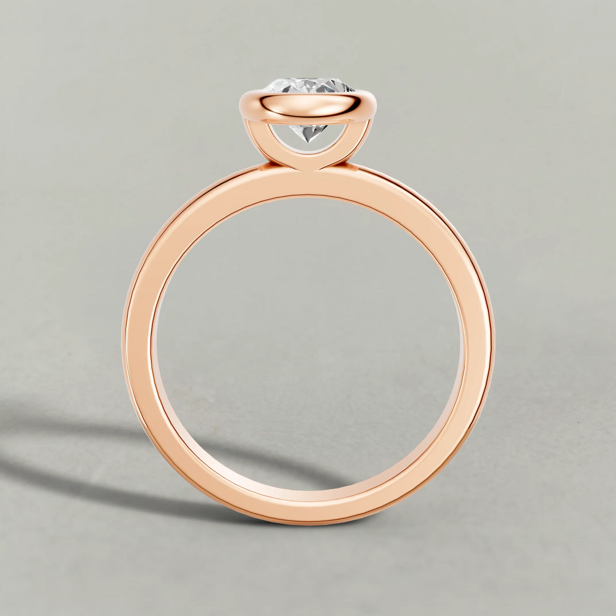 Smooth Bezel Engagement Ring (9379) in Rose Gold from front angle