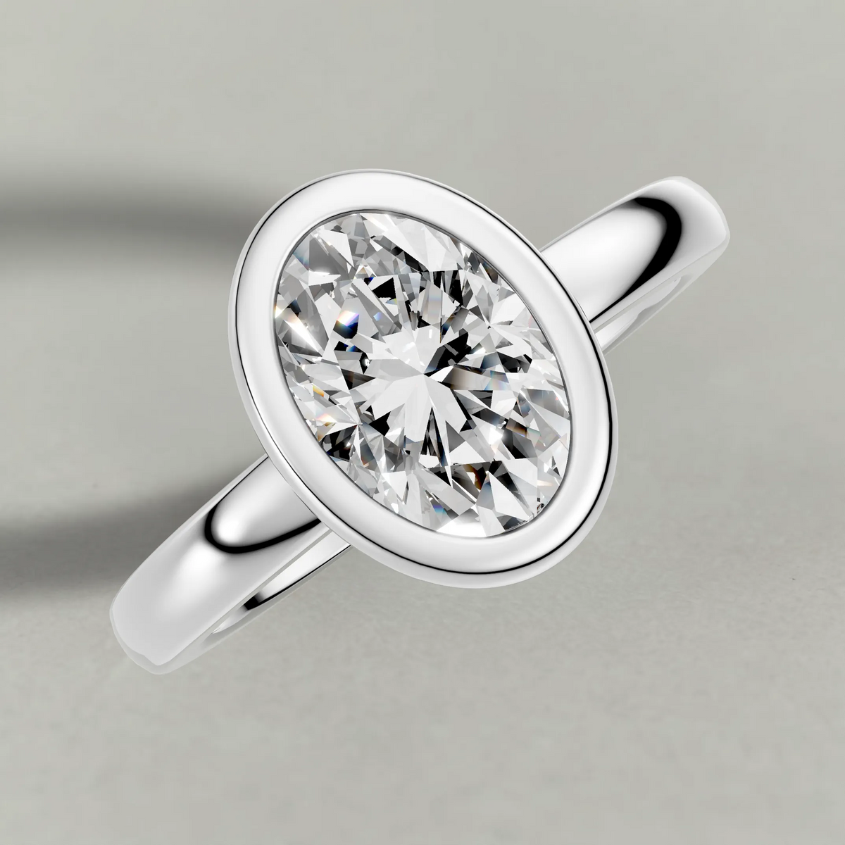 Smooth Bezel Engagement Ring (9379) in White Gold from top 3/4 angle