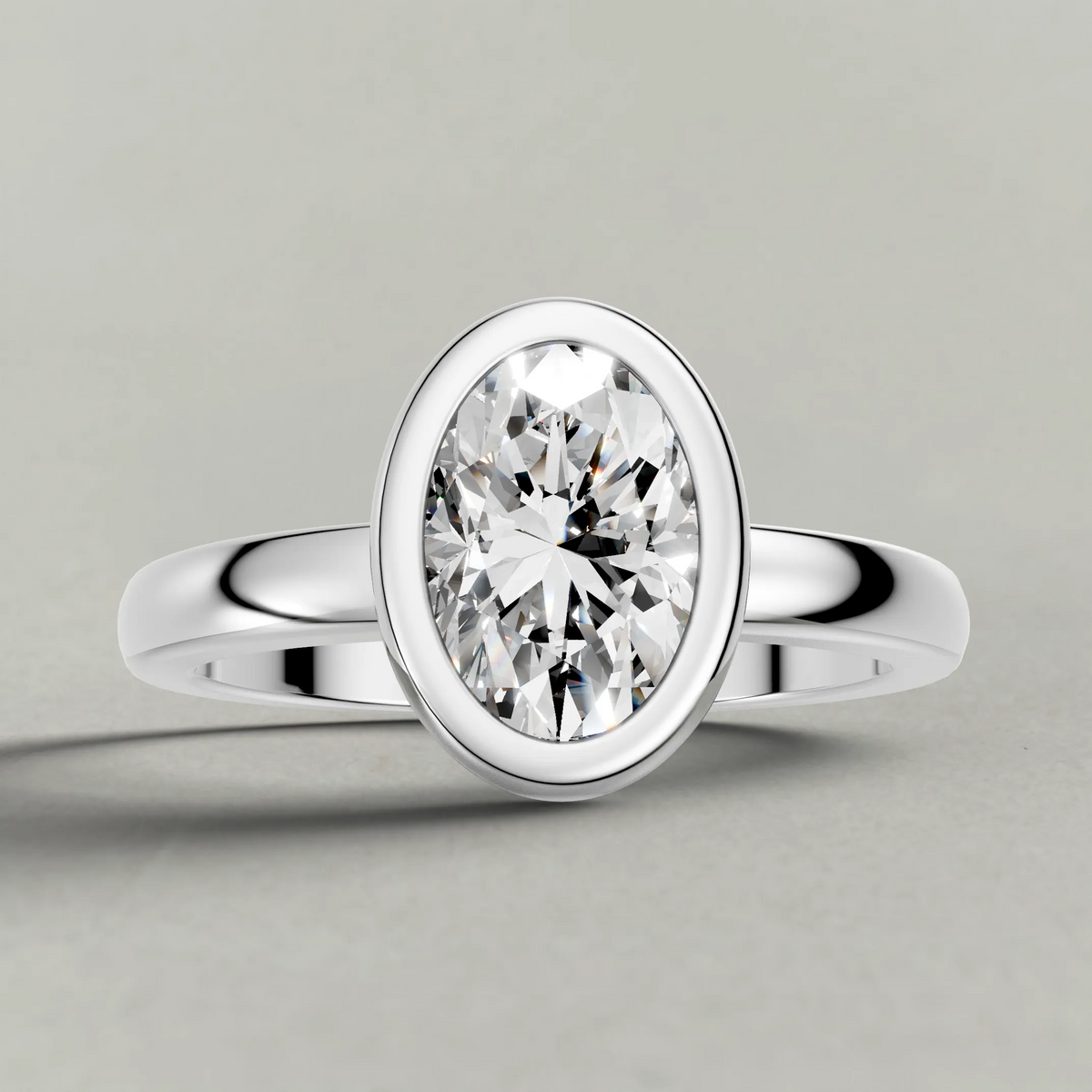 Smooth Bezel Engagement Ring (9379) in White Gold zoomed in on diamond
