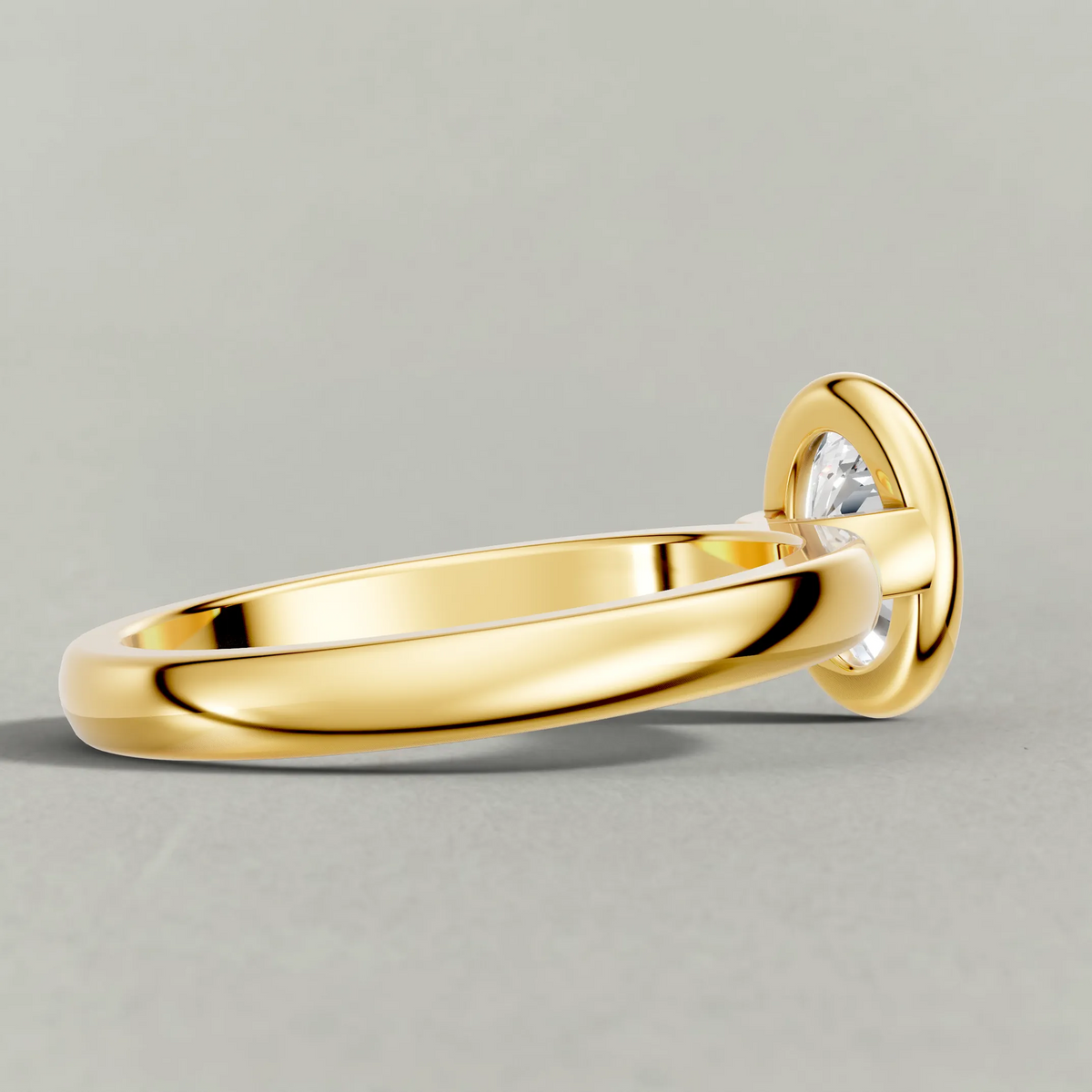 Smooth Bezel Engagement Ring (9379) in Yellow Gold from back angle