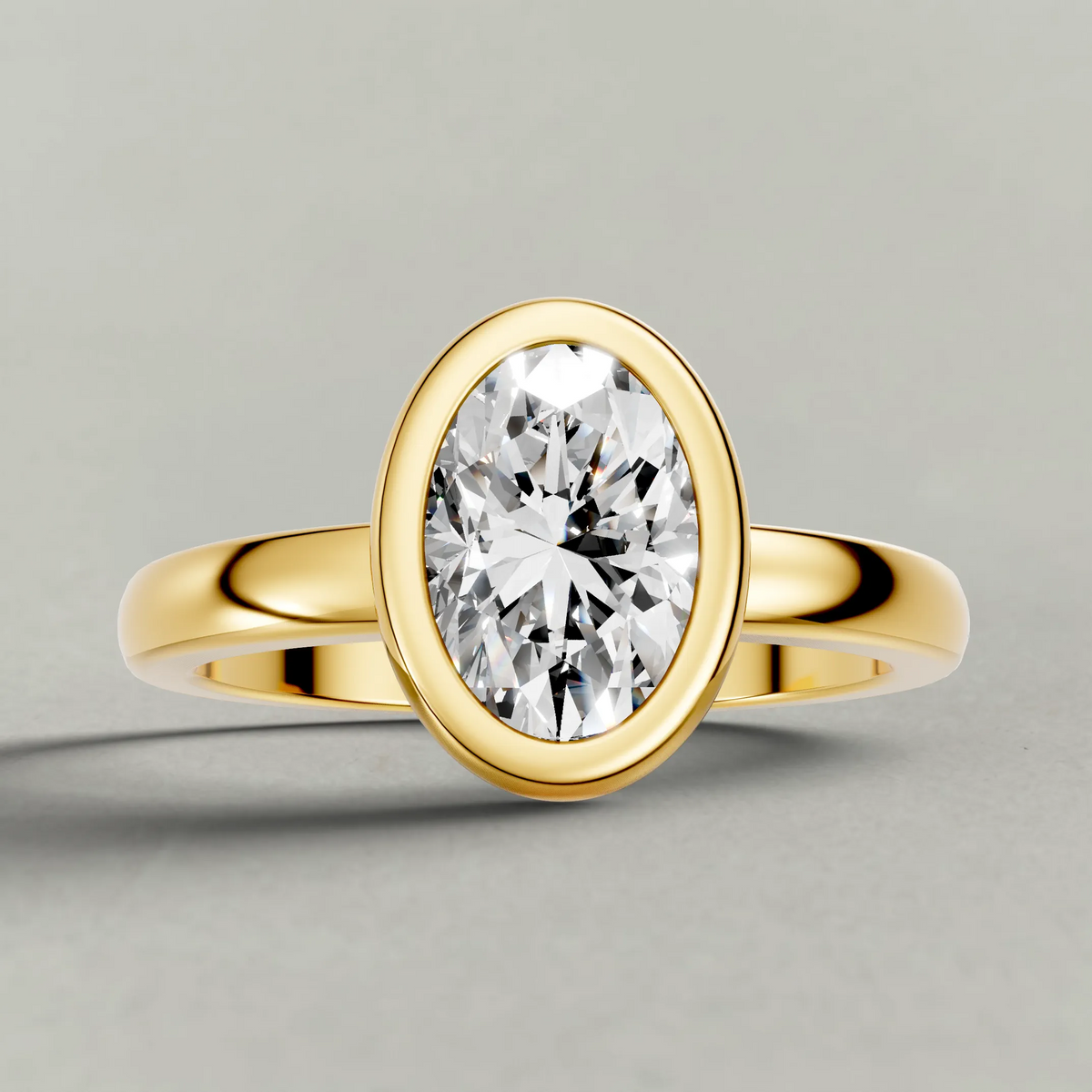 Smooth Bezel Engagement Ring (9379) in Yellow Gold zoomed in on diamond