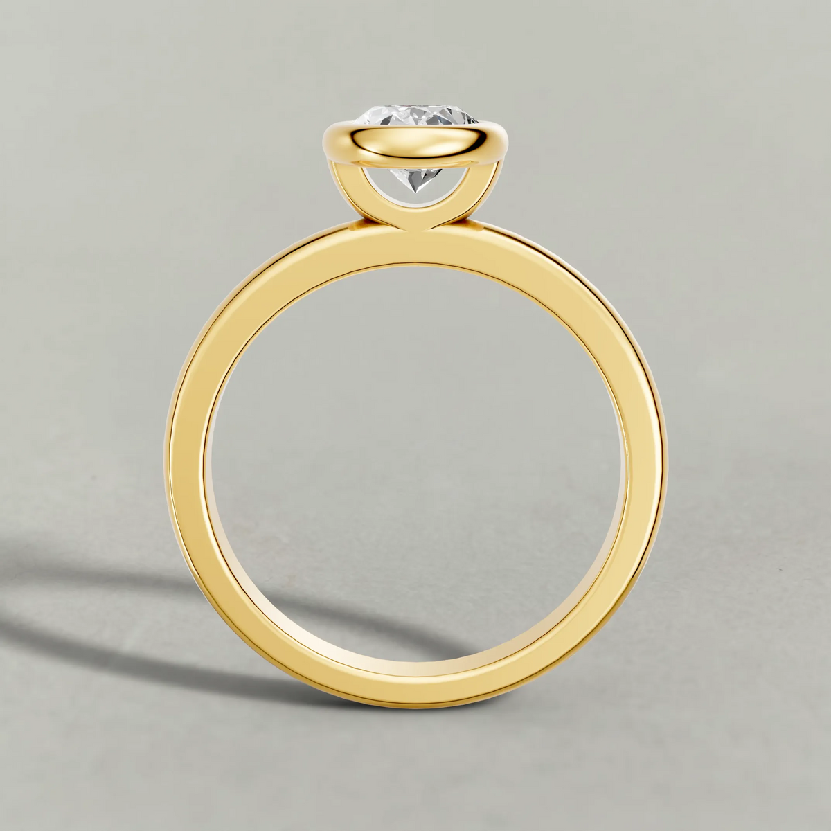 Smooth Bezel Engagement Ring (9379) in Yellow Gold from front angle