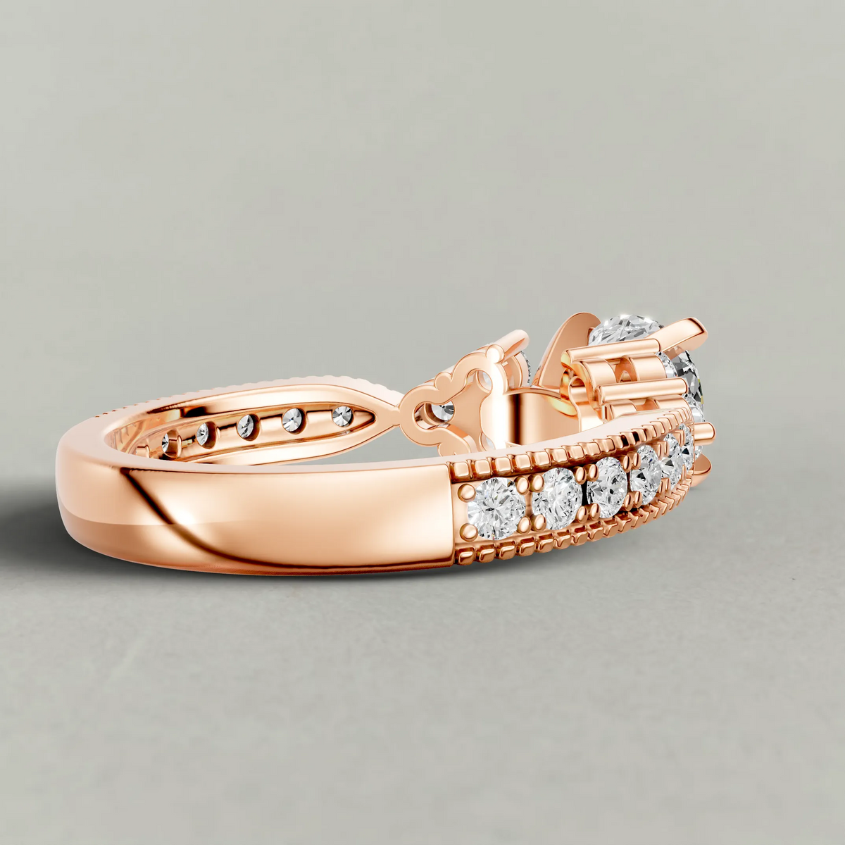 Cluster Accent Engagement Ring (9425) in Rose Gold from back angle