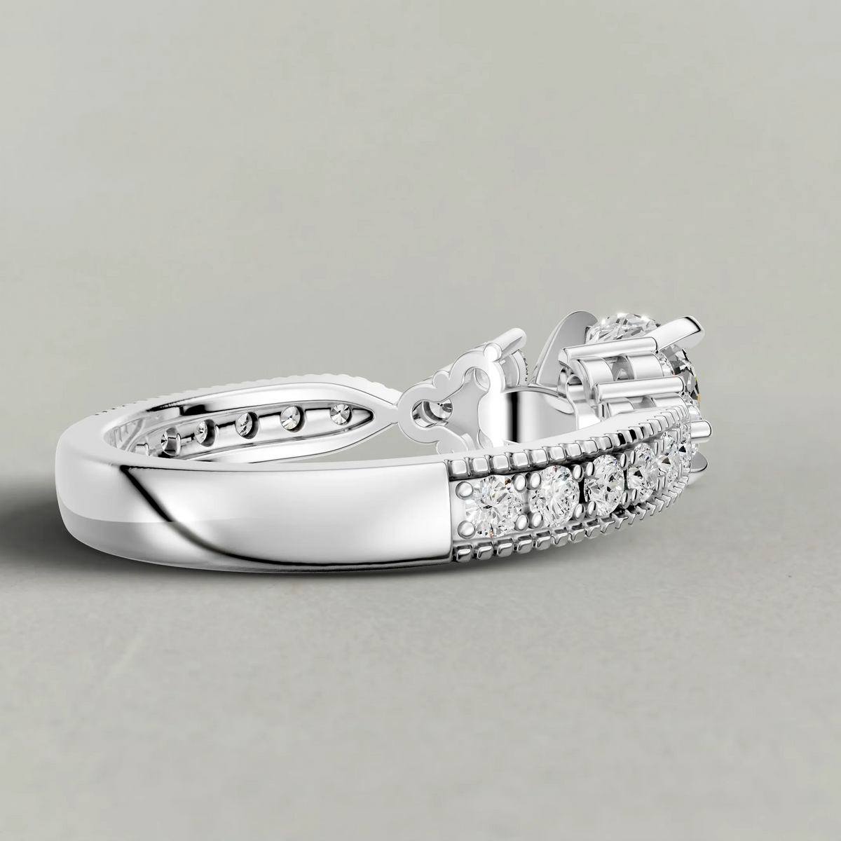 Cluster Accent Engagement Ring (9425) in White Gold from back angle