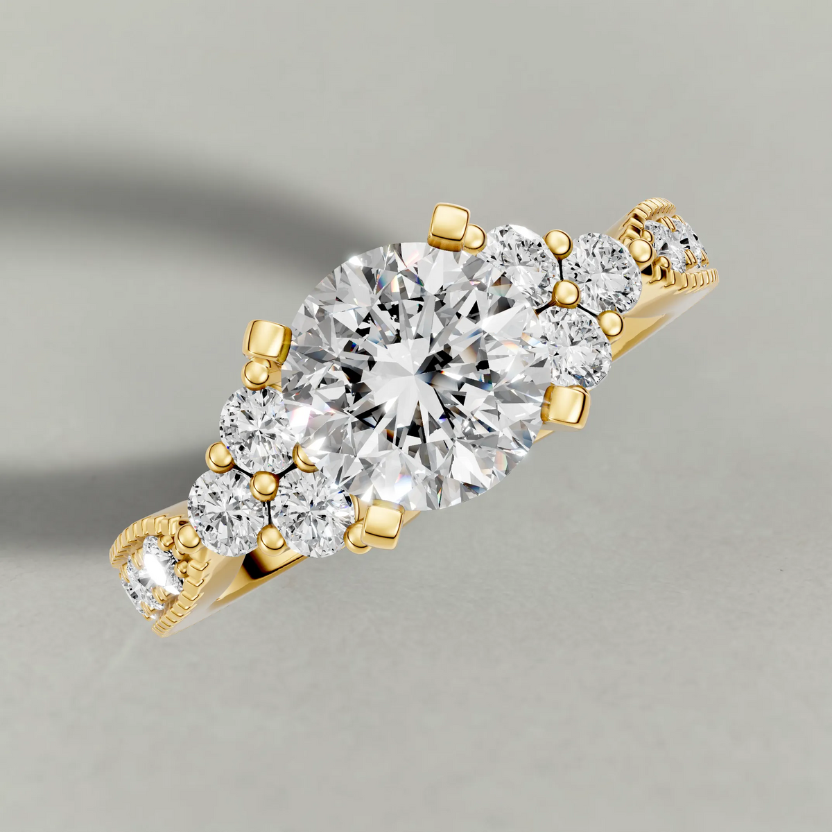 Cluster Accent Engagement Ring (9425) in Yellow Gold from top 3/4 angle