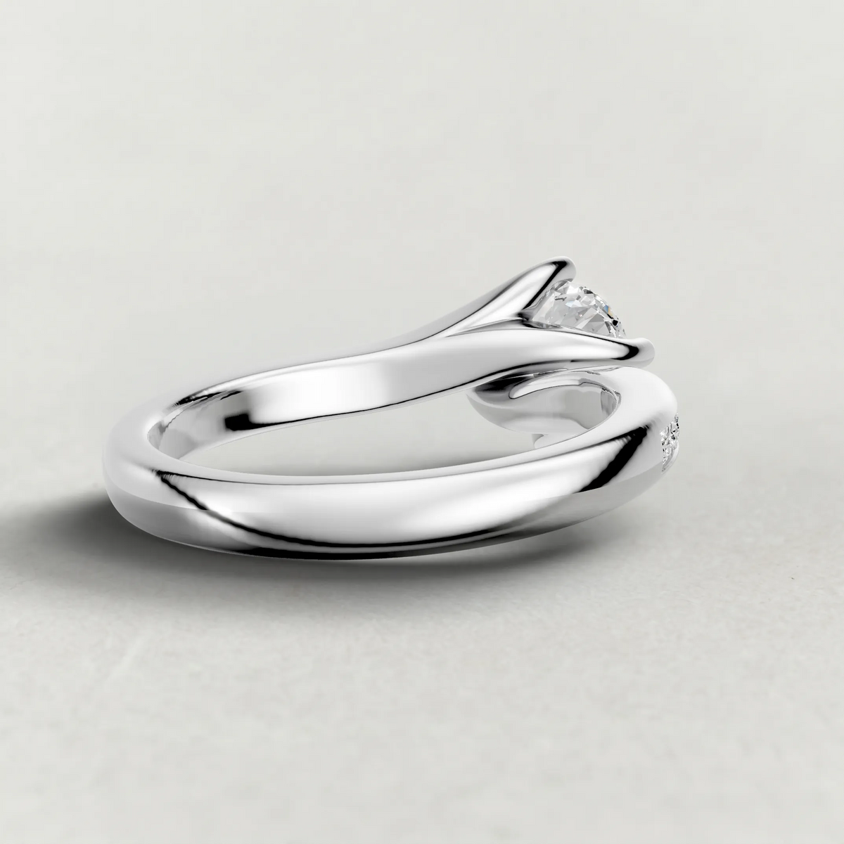 Offset Pavé Engagement Ring (9460) in Platinum from back angle