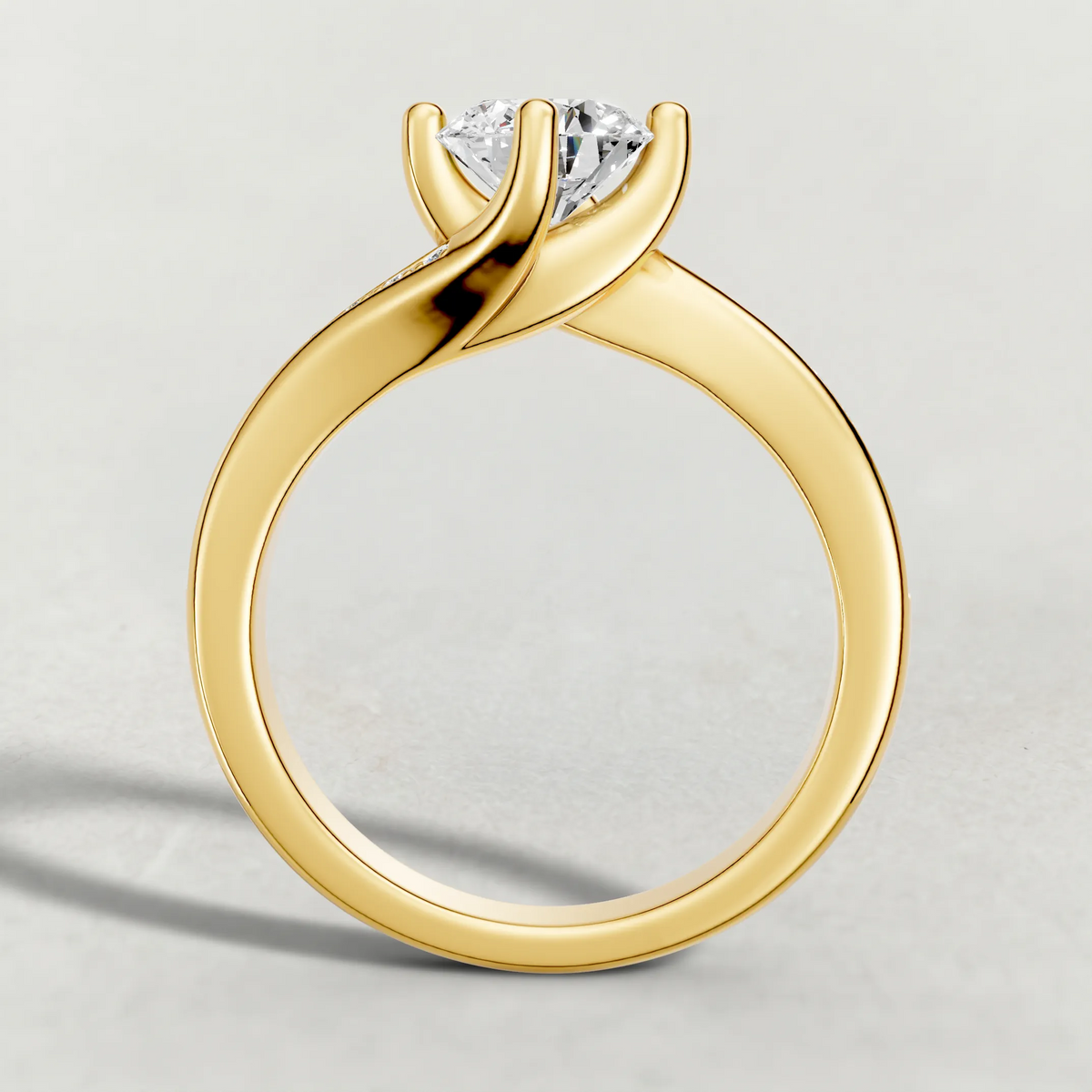 Offset Pavé Engagement Ring (9460) in Yellow Gold from front angle