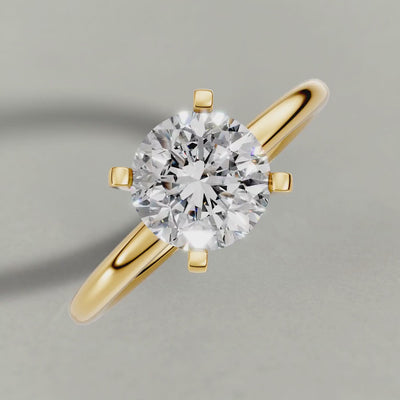 Rotating Petite Basket Solitaire Engagement Ring (3905) in Yellow Gold