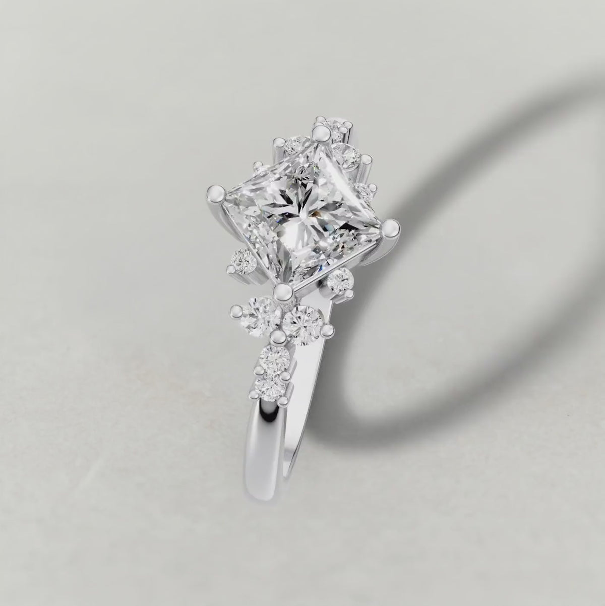 Rotating Compass-Set Multi-Stone Engagement Ring (70868) in White Gold