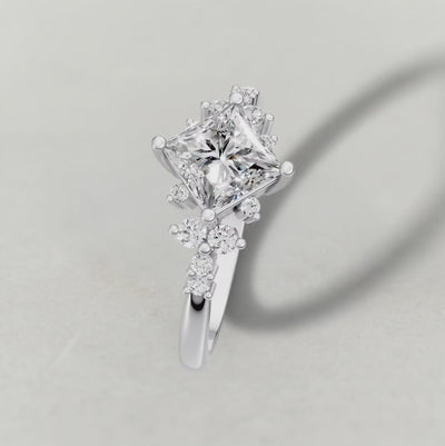 Rotating Compass-Set Multi-Stone Engagement Ring (70868) in White Gold